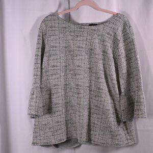 Talbots Gray Textured 3/4 Bell Sleeve Cotton‎ Polyester Tunic Women's 3XP